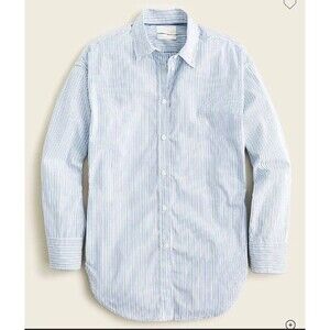 J Crew Women's Blue White Striped Long Sleeve Button‎ Down Shirt 00